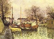 Alfred Sisley Kahne auf dem Kanal Saint-Martin in Paris oil